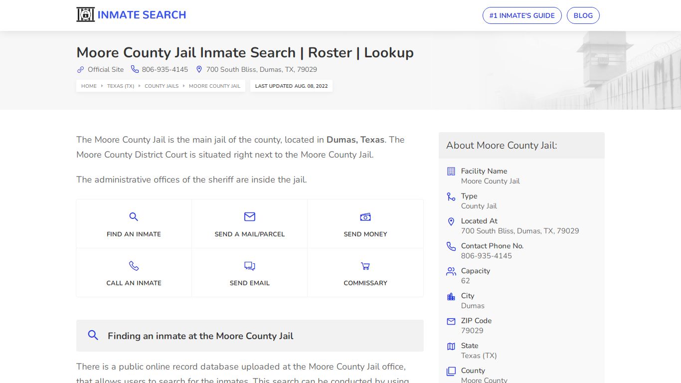 Moore County Jail Inmate Search | Roster | Lookup